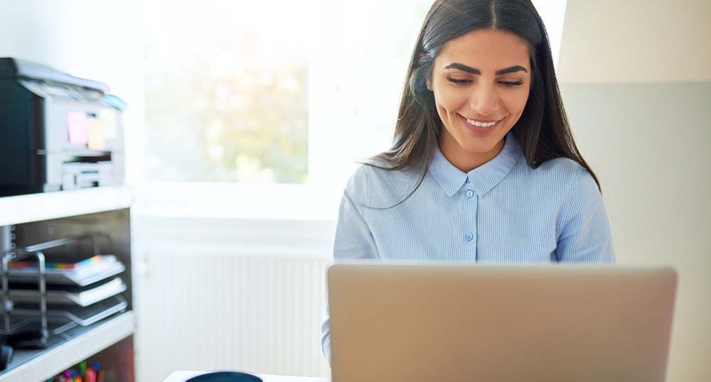 business woman working on laptop